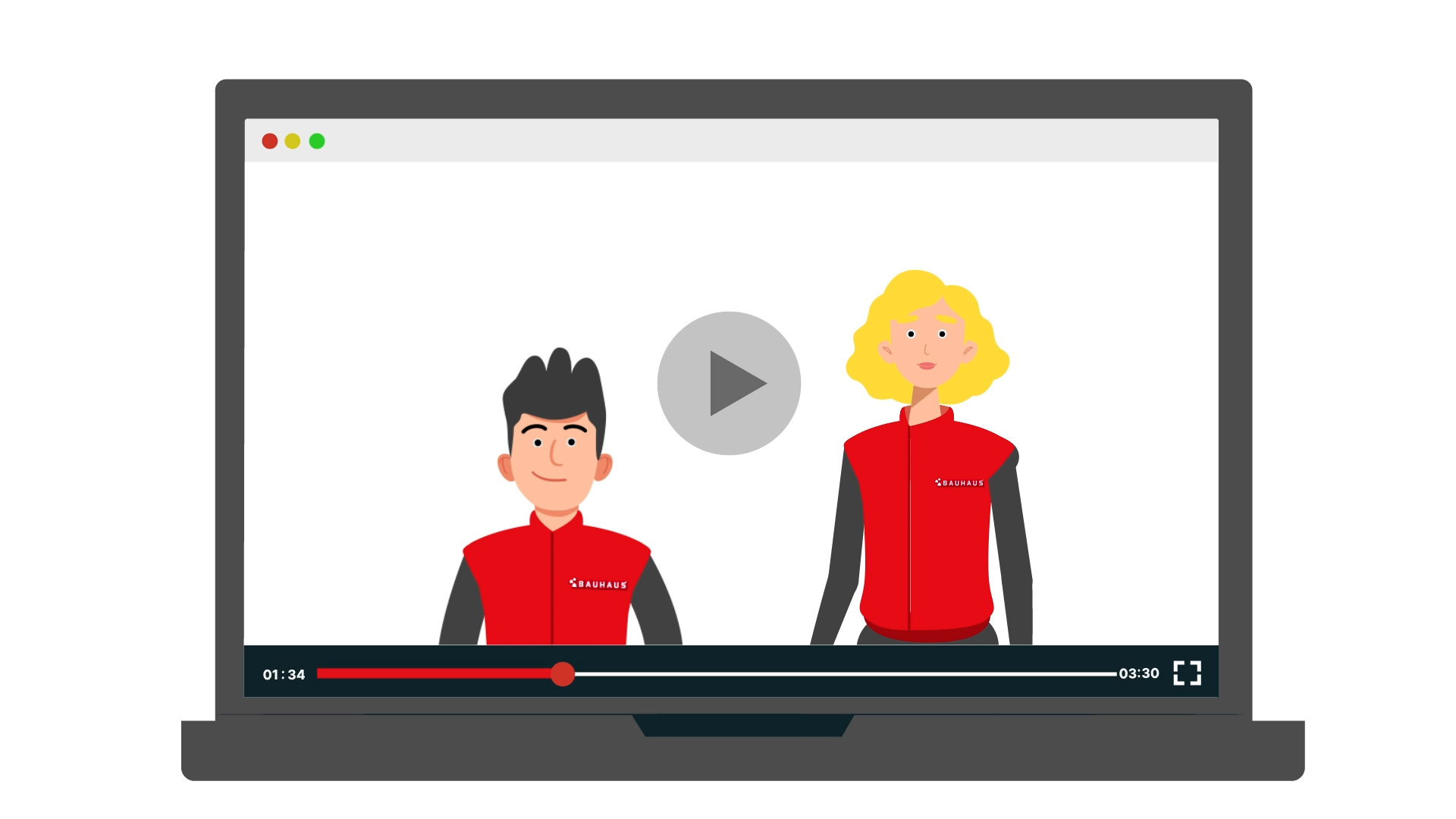 Felix und Steffi arbeiten am Laptop und sehen sich das Erklärvideo im Kontext der Ausbildung an