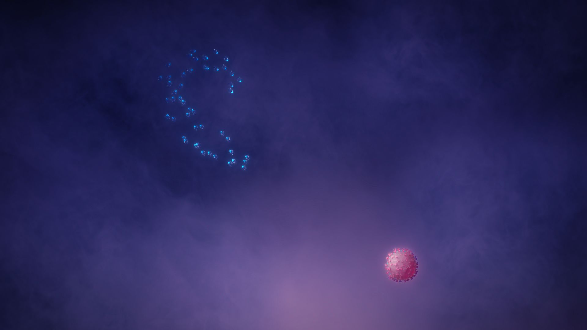 Ein Quallenschwarm bereitet sich darauf vor, das größte Corona-Virus zu attackieren und die Menschheit zu retten