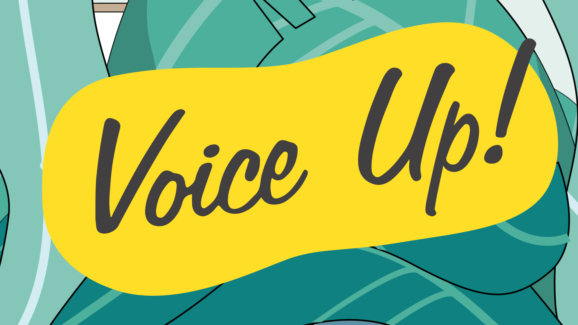 Logo und Titel des 2D Erklärfilms Voice Up, visuelle Identität des Projekts